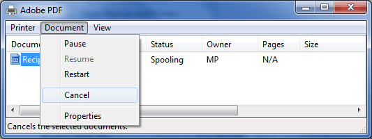 پاک کردن یک برنامه از صف چاپ