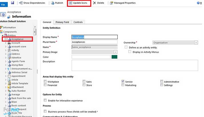 تغییر یا اضافه کردن آیکن برای موجودیت در CRM