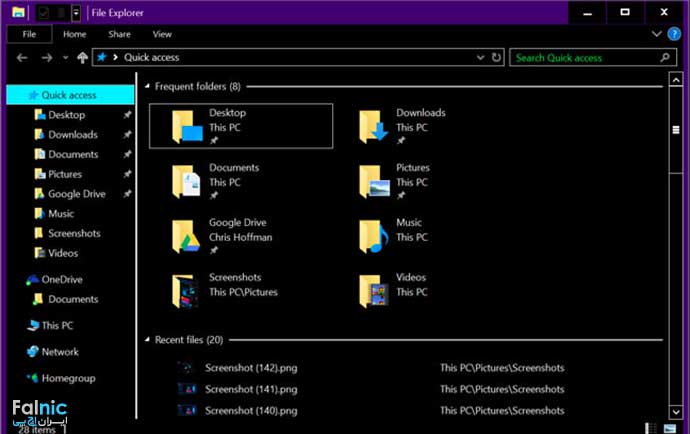 تم تیره ویندوز 10 تم تیره ویندوز 10